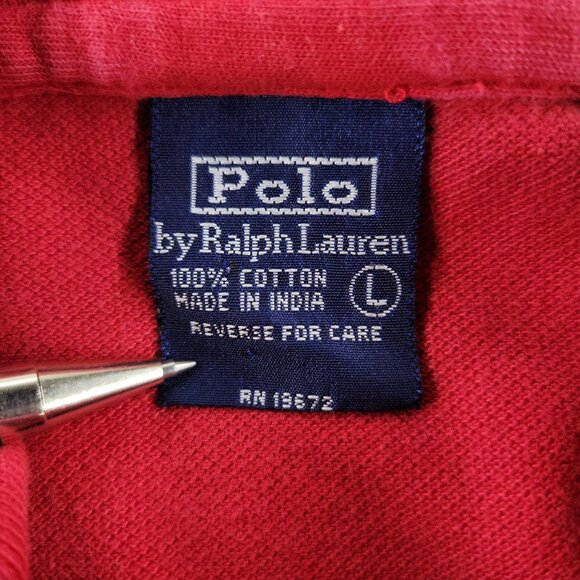 Polo Ralph Lauren Polo Shirt Boy's Large Red Logo Collared Short Sleeve Youth L - Picture 12 of 12